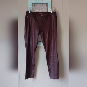 7 For All Mankind Burgundy Coated High Waist Ankle Pants Skinny Jean Size 32 ⚘️
